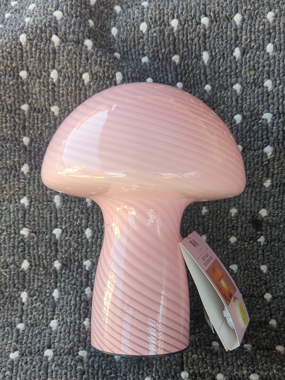 Pink Glass Mushroom Accent Sculpture -